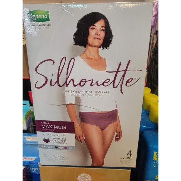 Depend Silhouette Incontinence Briefs For Women Small Maximum Absorbency 4 Cou - Picture 1 of 3
